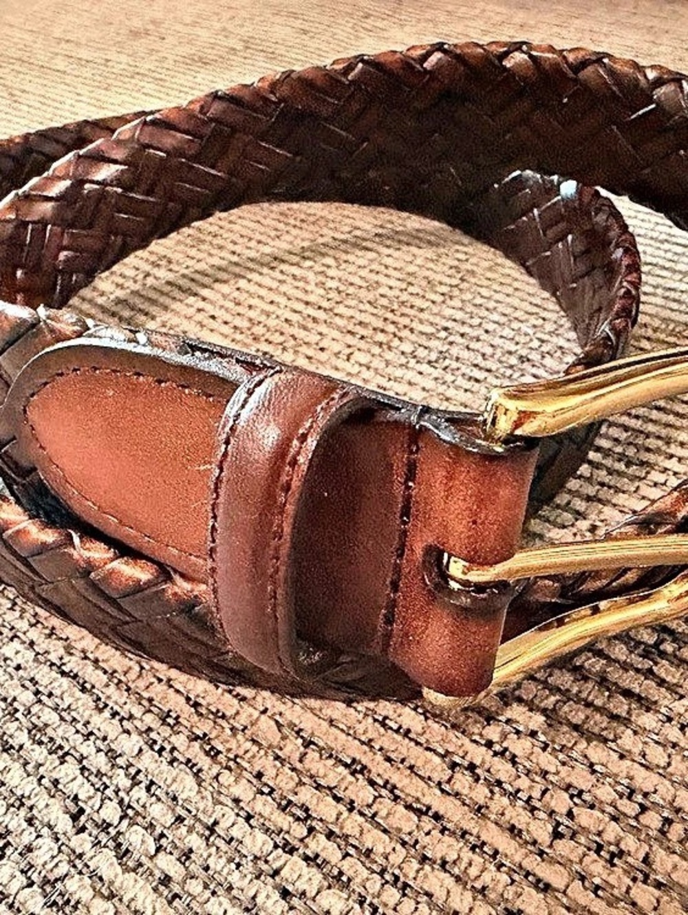 Braided Leather Belt in Brown Size 36/90
